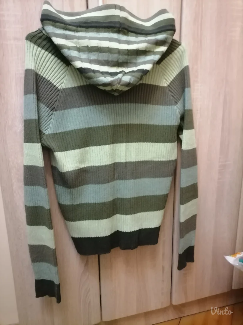 Prugasti pamučni džemper sa kapuljačom