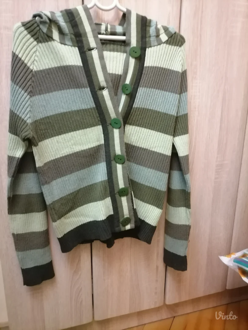 Prugasti pamučni džemper sa kapuljačom