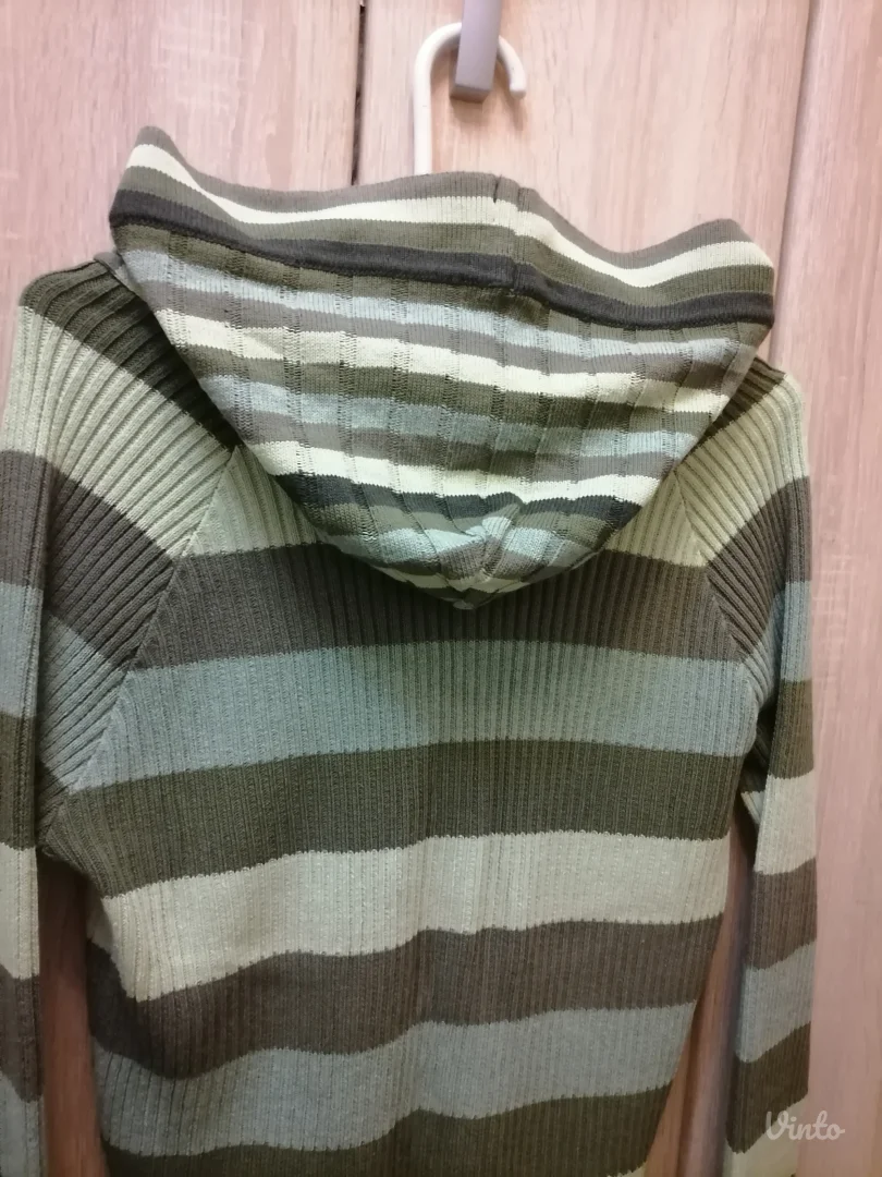 Prugasti pamučni džemper sa kapuljačom