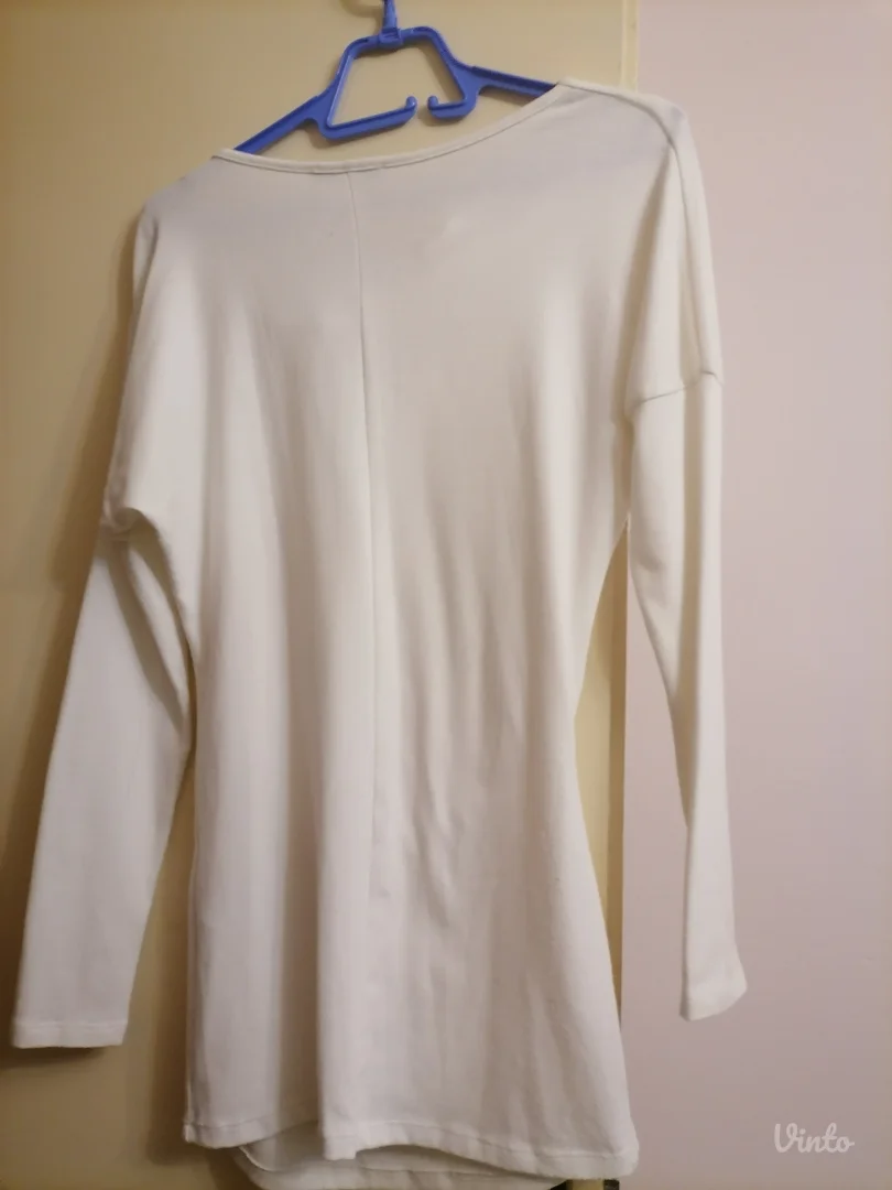 Bela asimetrična duža bluza