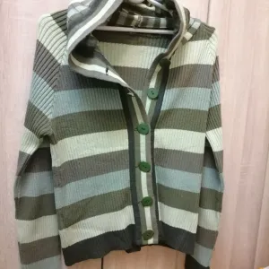 Prugasti pamučni džemper sa kapuljačom