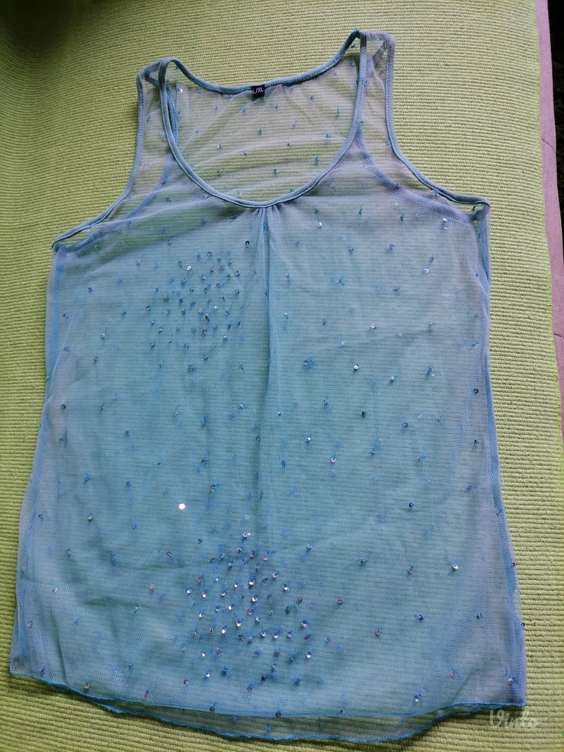 Majica na bretele čipka i šljokice L/XL