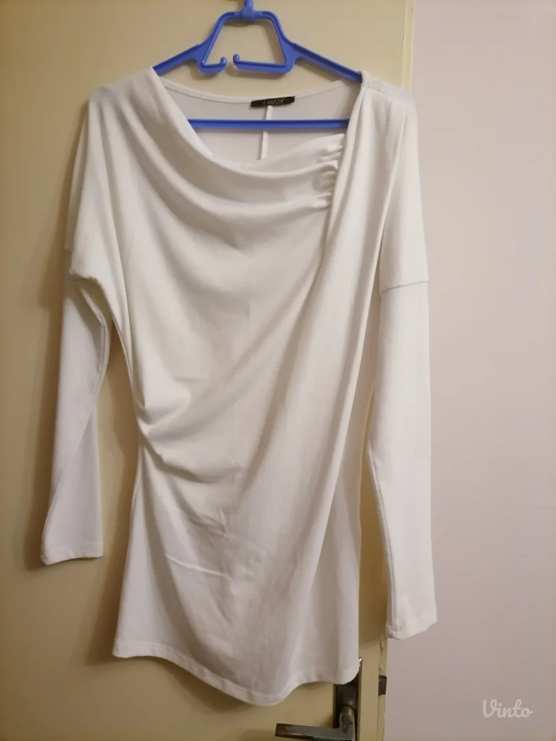 Bela asimetrična duža bluza