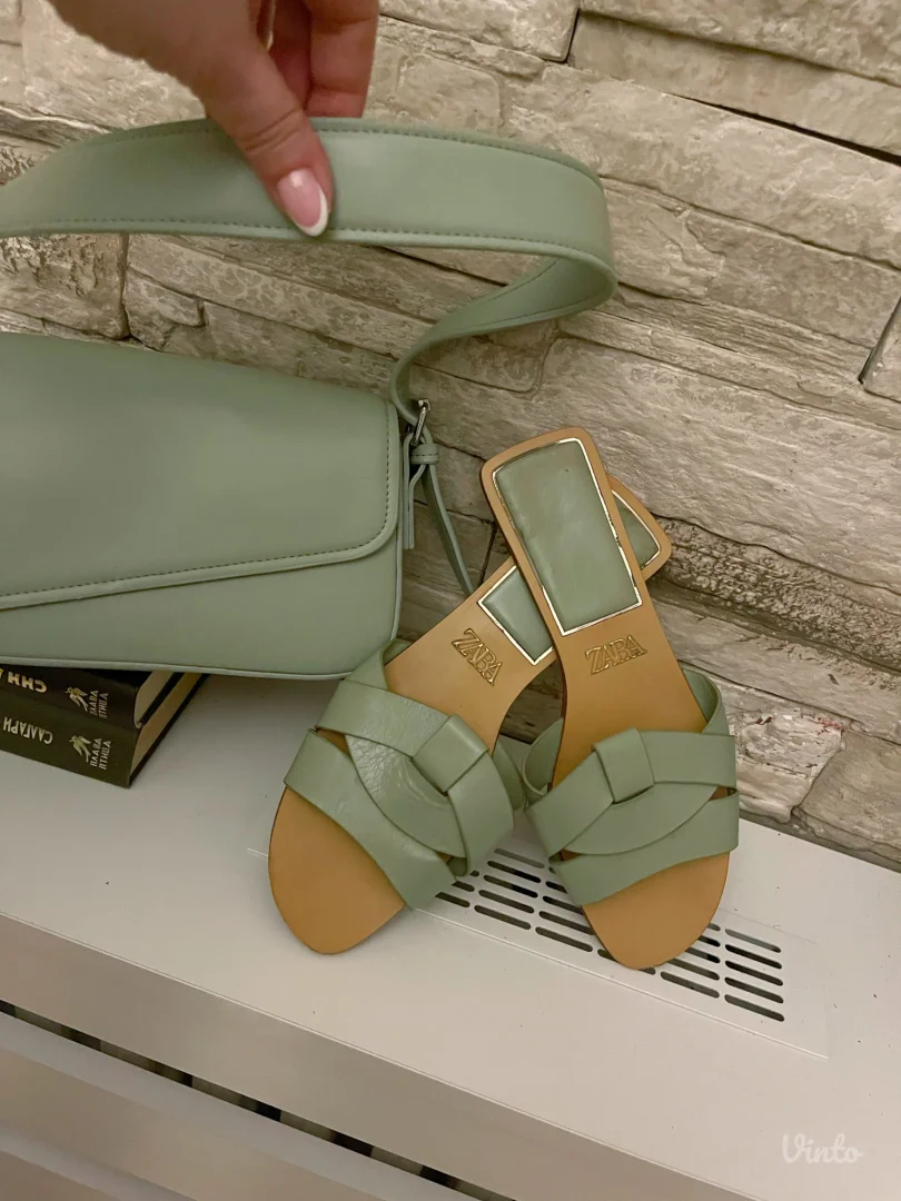 Zara kozne papuce i torba Br.40