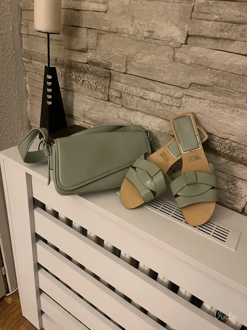 Zara kozne papuce i torba Br.40