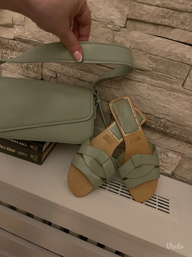 Zara kozne papuce i torba Br.40