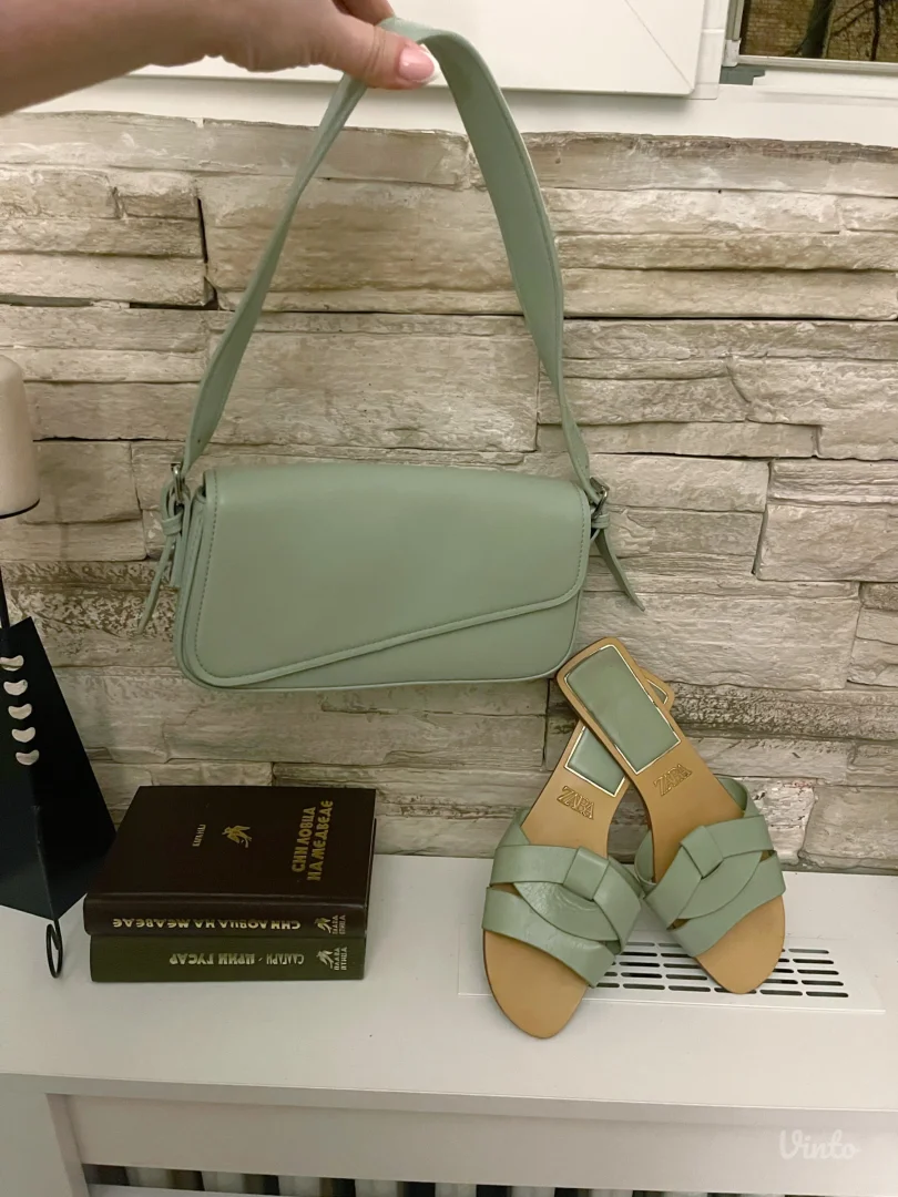 Zara kozne papuce i torba Br.40