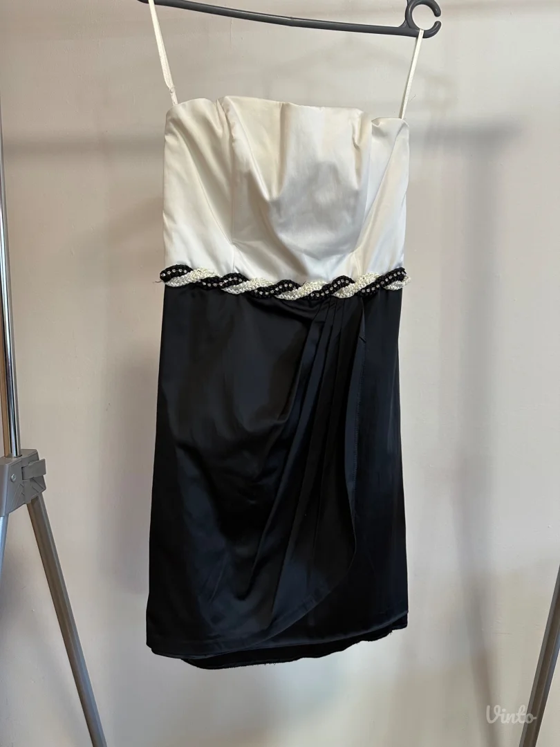 Elegantna crno bela svečana haljina