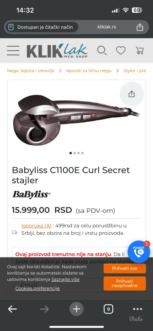 BaByliss Curl Secret C1100E automatski uvijač (figaro)