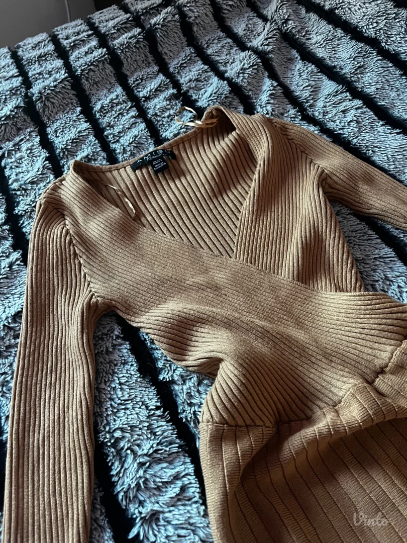 Kamel pletena haljina na preklop