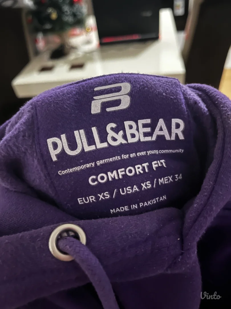 Pull&Bear topao, ljubičasti duks sa kapuljačom