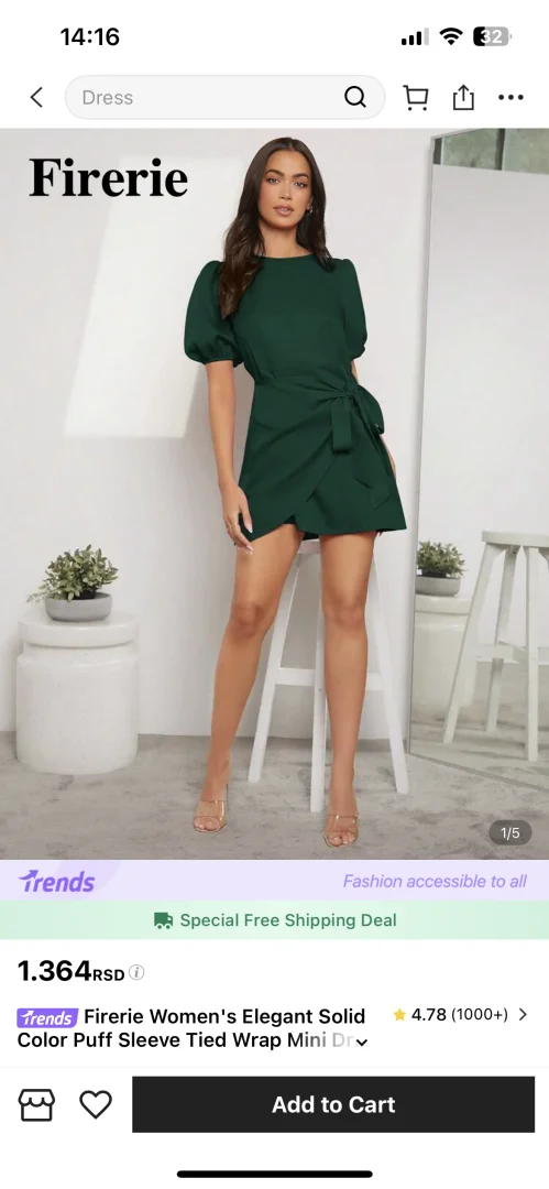 SHEIN zelena mini haljina