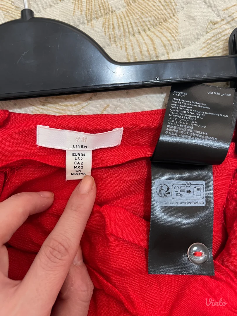 H&M lanena suknja sa slicem