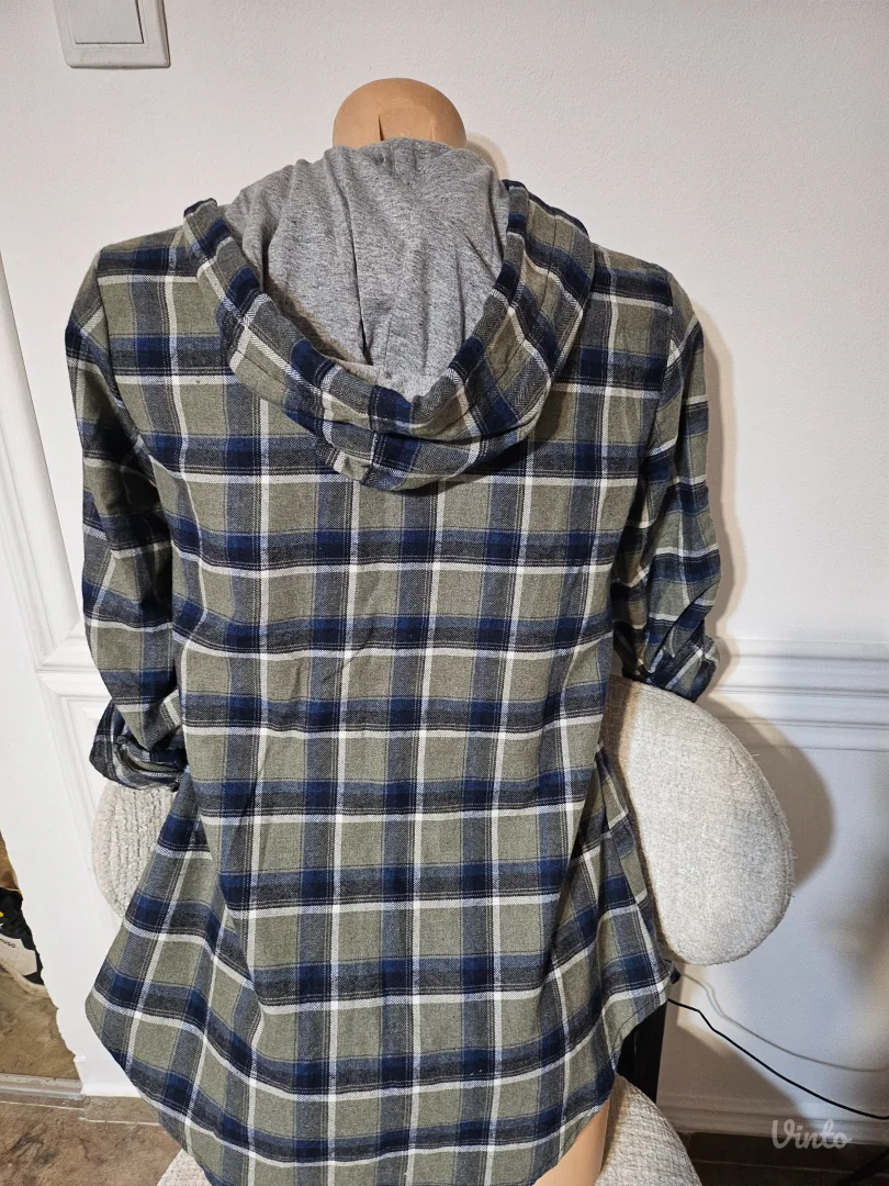 Zenska karirana kosulja sa kapuljacom