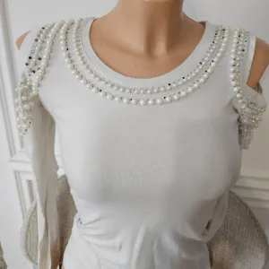 Zenska tanja bluza sa biserima