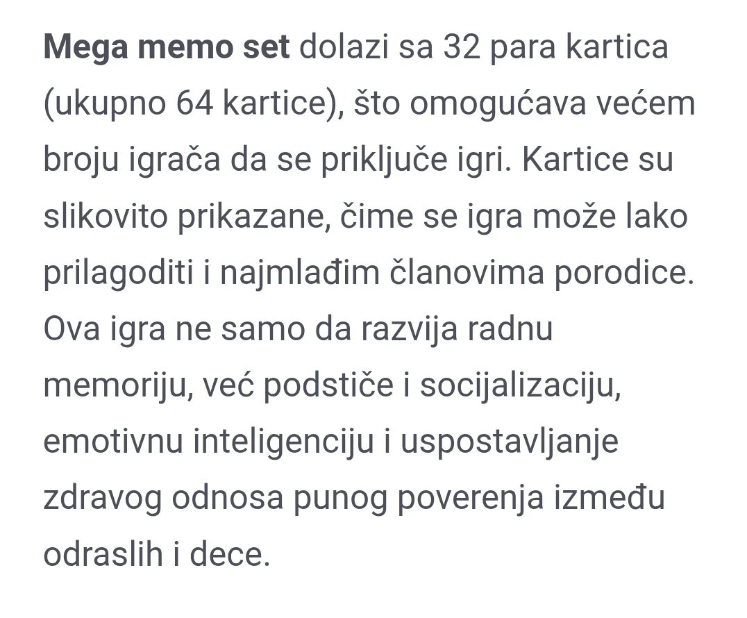 Igra pamćenja - Mega Memo / NOVO