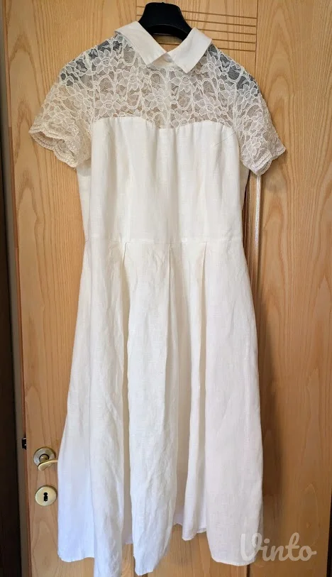 Lanena haljina MONA – bela, broj 40