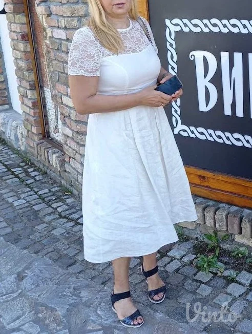 Lanena haljina MONA – bela, broj 40