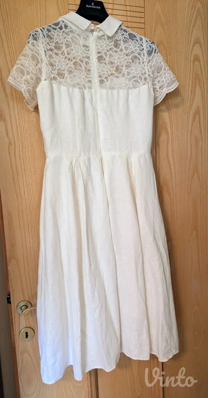 Lanena haljina MONA – bela, broj 40