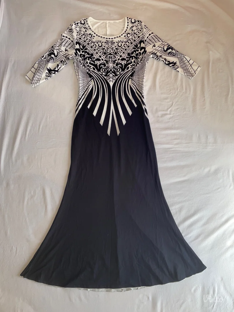 Svečana haljina crna-bela L\XL NOVO