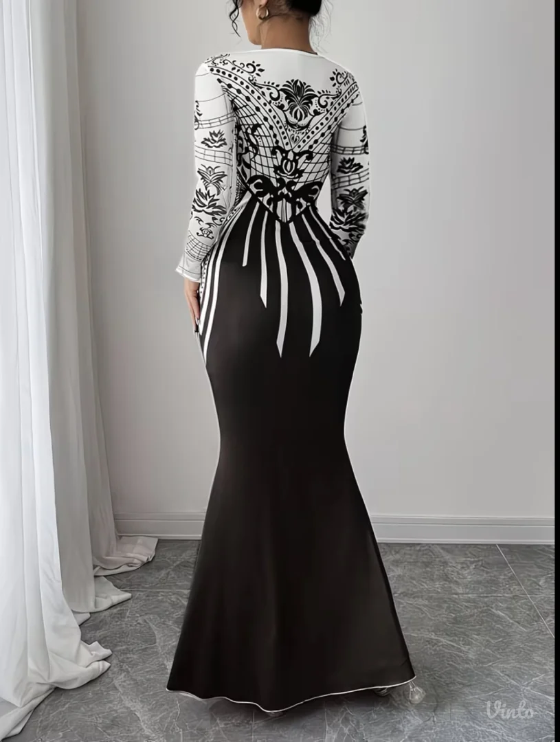 Svečana haljina crna-bela L\XL NOVO