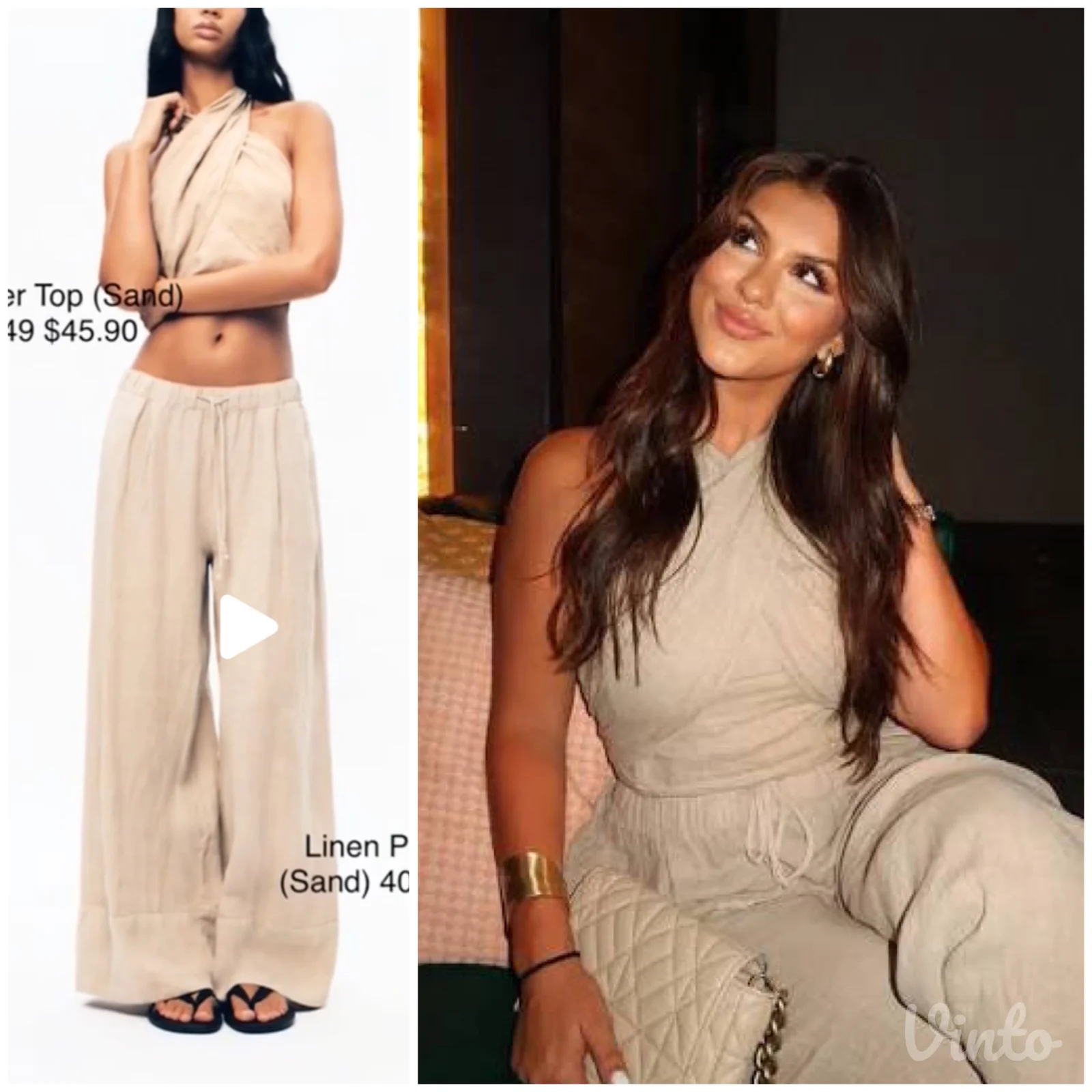 Zara komplet top i pantalone 100% lan Novo