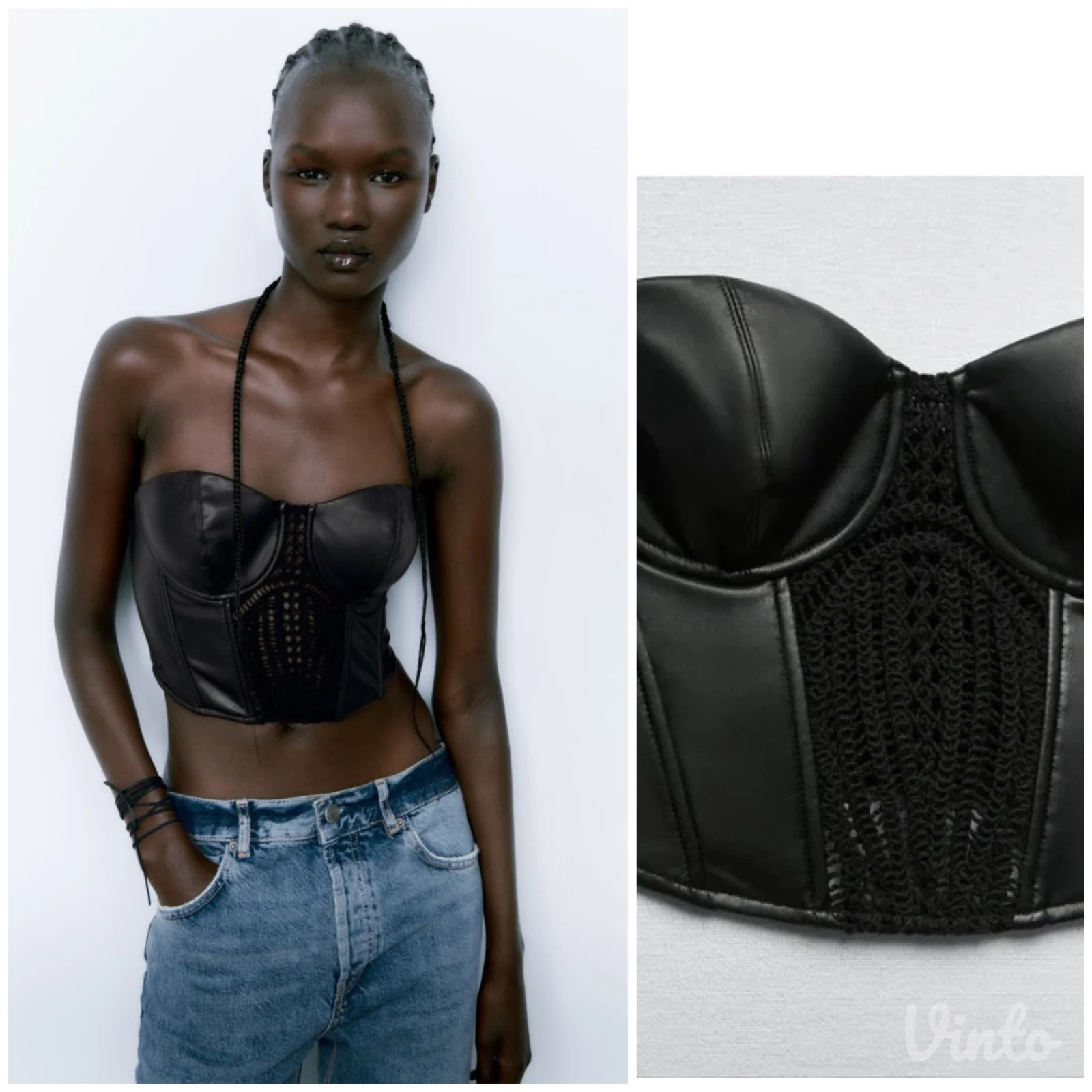 Zara top Imitacija kože