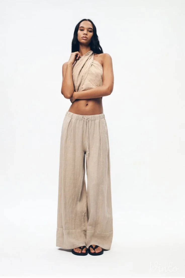 Zara komplet top i pantalone 100% lan Novo