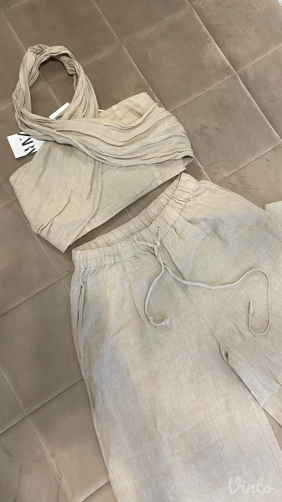 Zara komplet top i pantalone 100% lan Novo