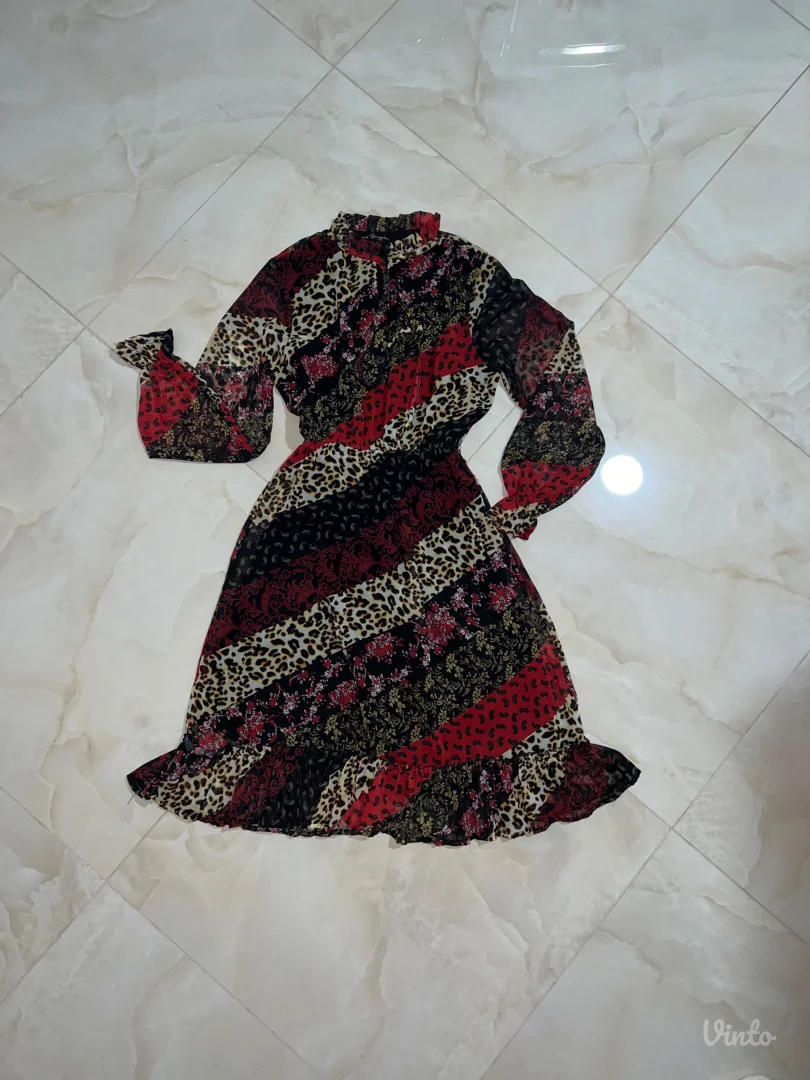 Crveno-Crna zenska leprsava haljina