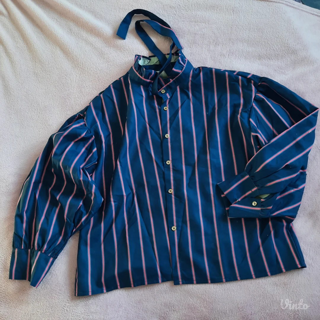 Kosulja prugasta sa puf rukavima - nova