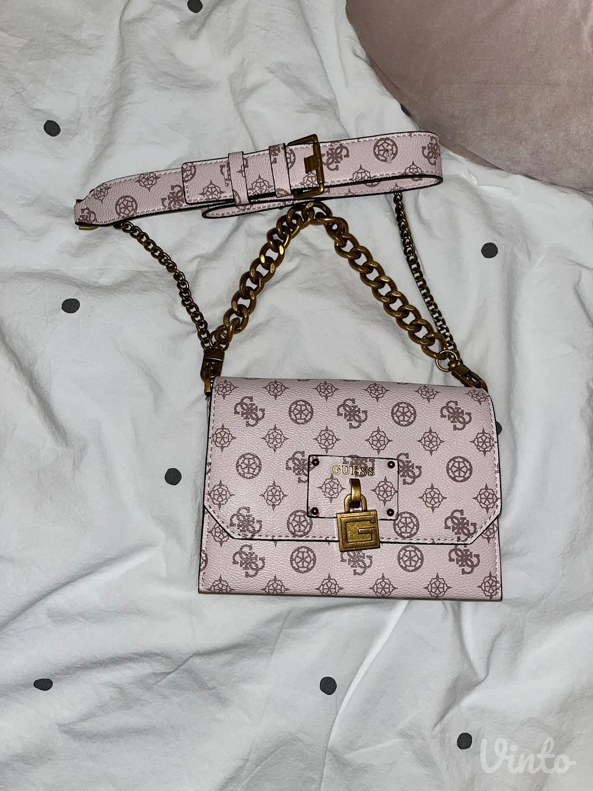 GUESS kozna roze torbica NOVA