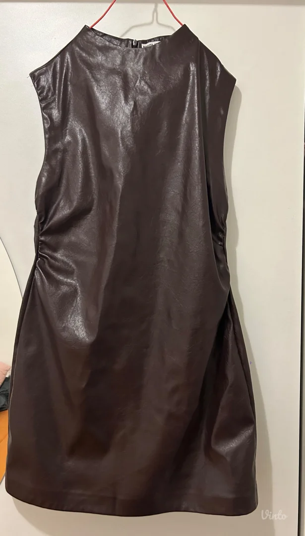 Bordo kožna haljina