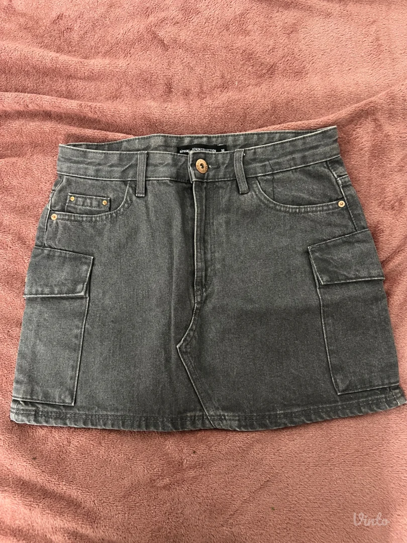 Mini teksas siva suknja