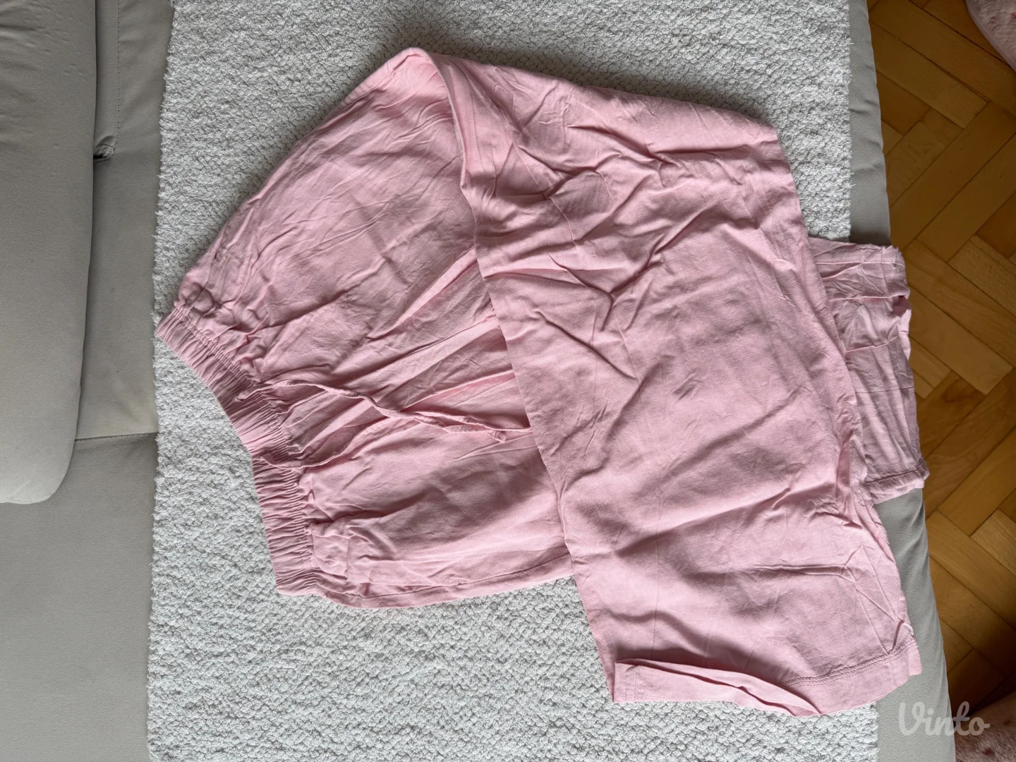 Roze lanene pantalone