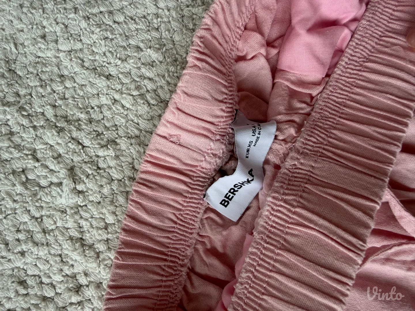 Roze lanene pantalone