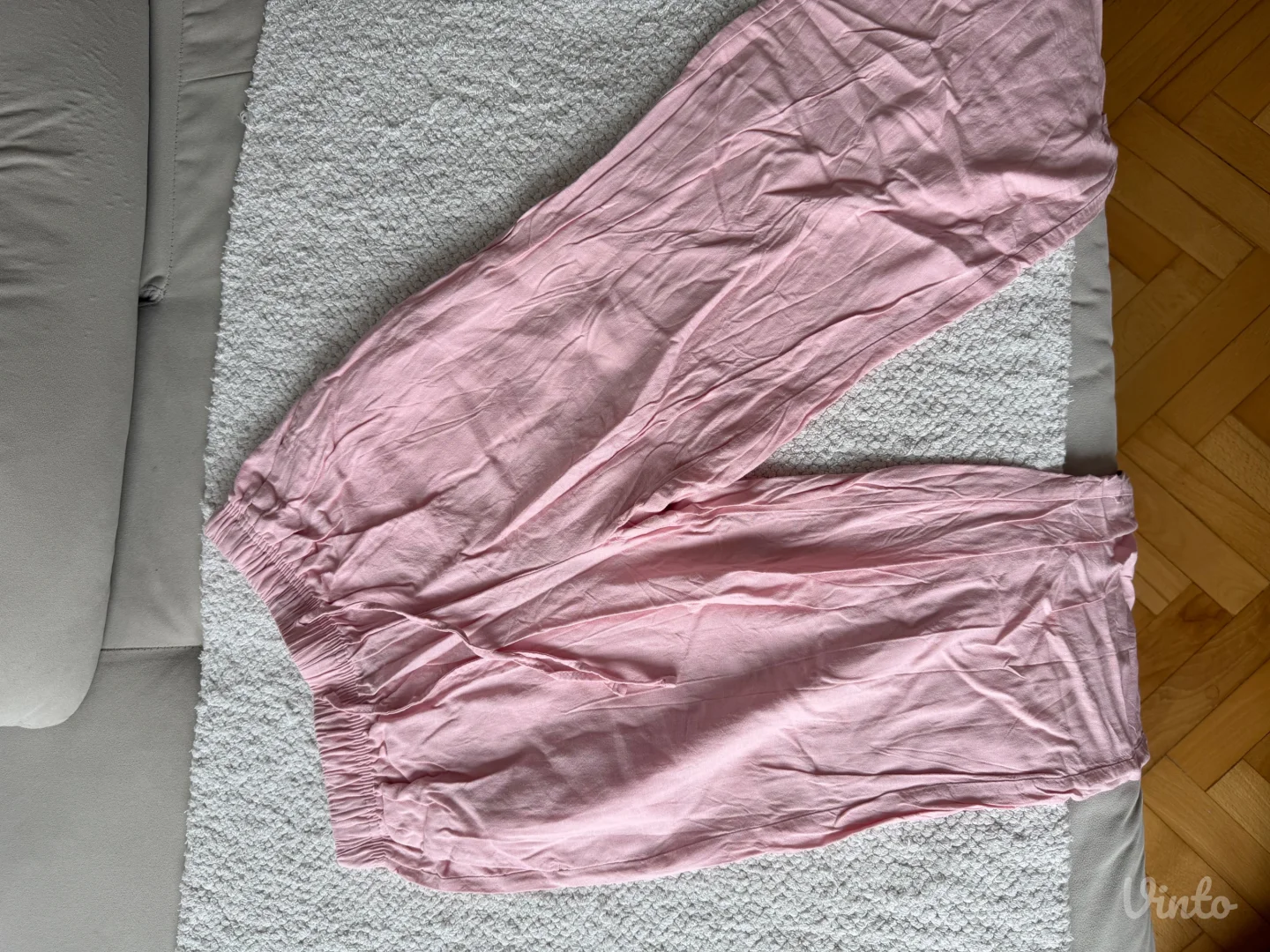 Roze lanene pantalone
