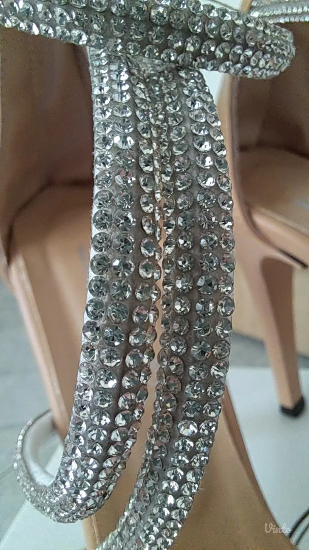 Sandale na štiklu sa cirkonima u boji kože br. 39 - NENOŠENE