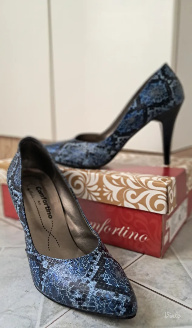 Teget zmijski print salonke br. 39 - NENOŠENE