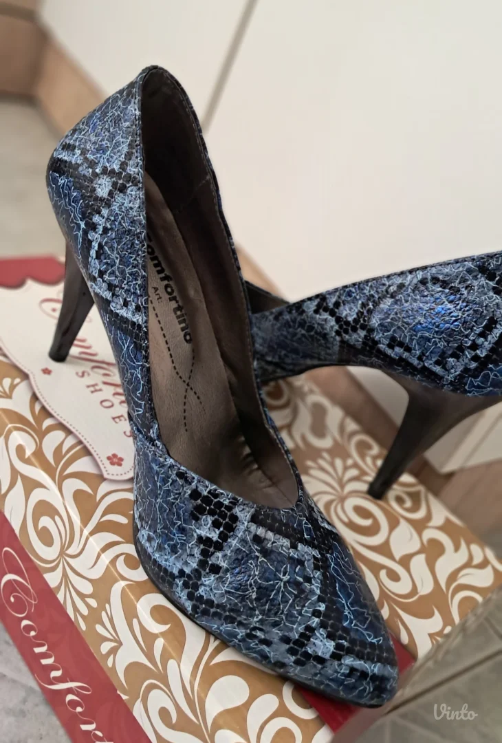 Teget zmijski print salonke br. 39 - NENOŠENE