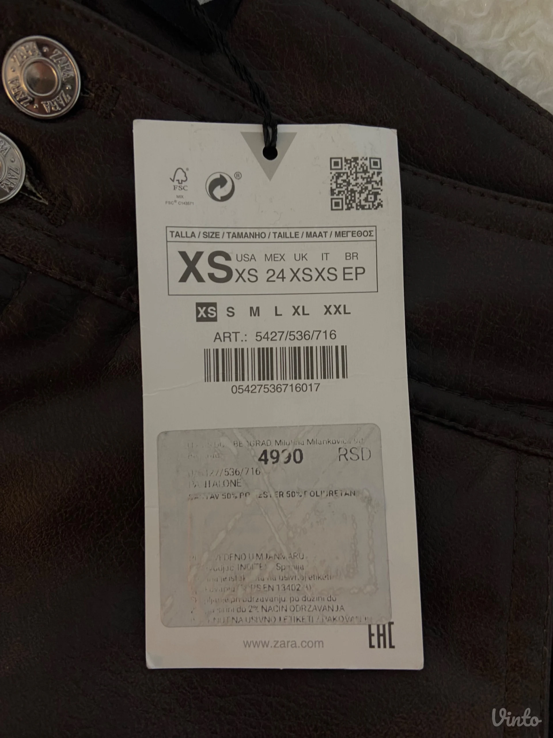 ZARA kozne pantalone / nove sa etiketom / XS