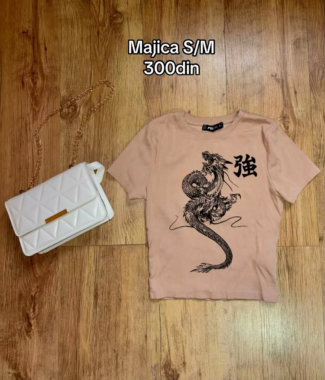 Majica crop top print zmaj