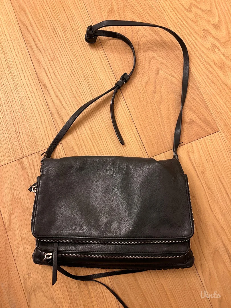 Original AllSaints crna kožna torba crossbody