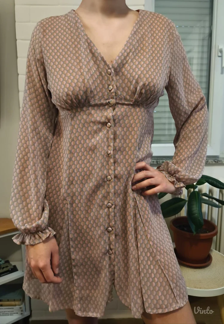 Retro roze haljina Cotton