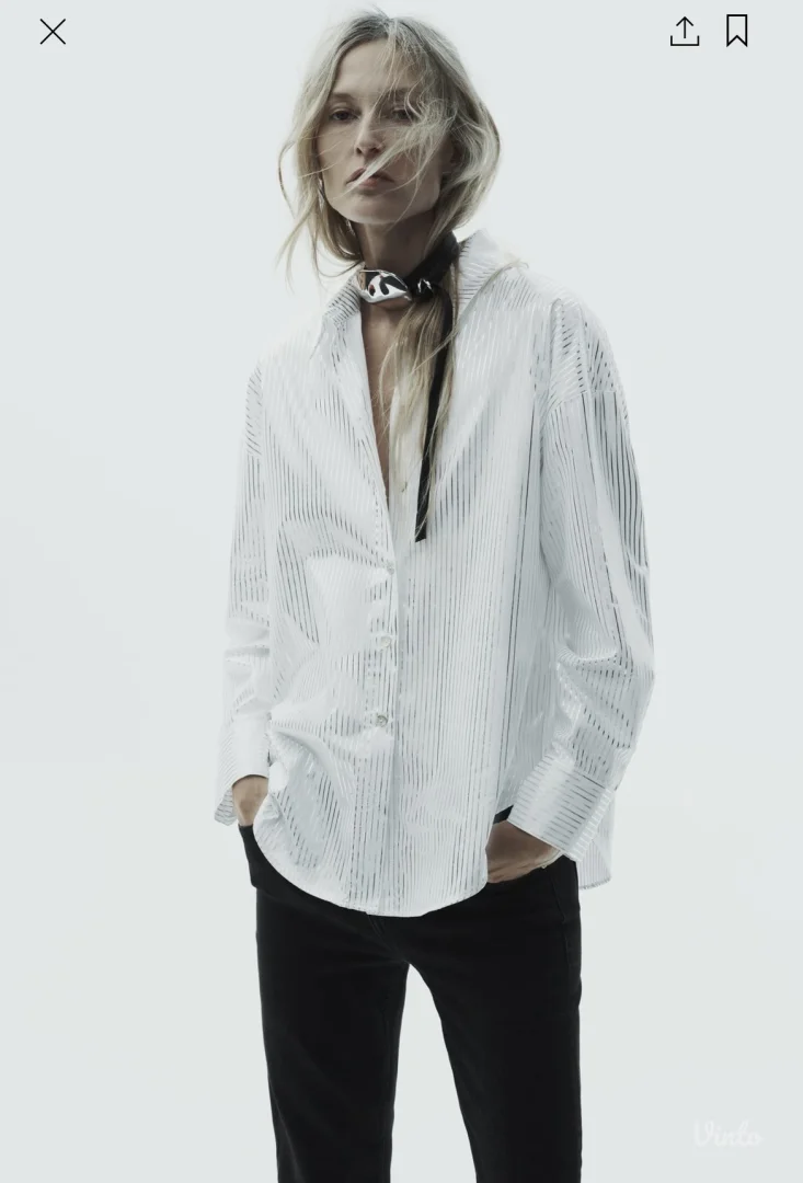 Zara bela košulja na srebrne pruge