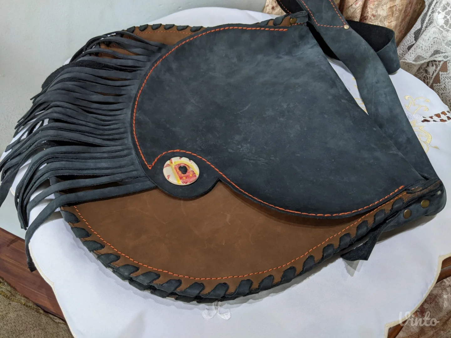 Prirodna koža + velur - Nova - UNIKAT - Velika