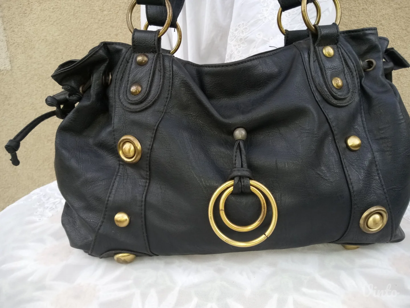 Crna tasna ukrasena mesingom - Velika