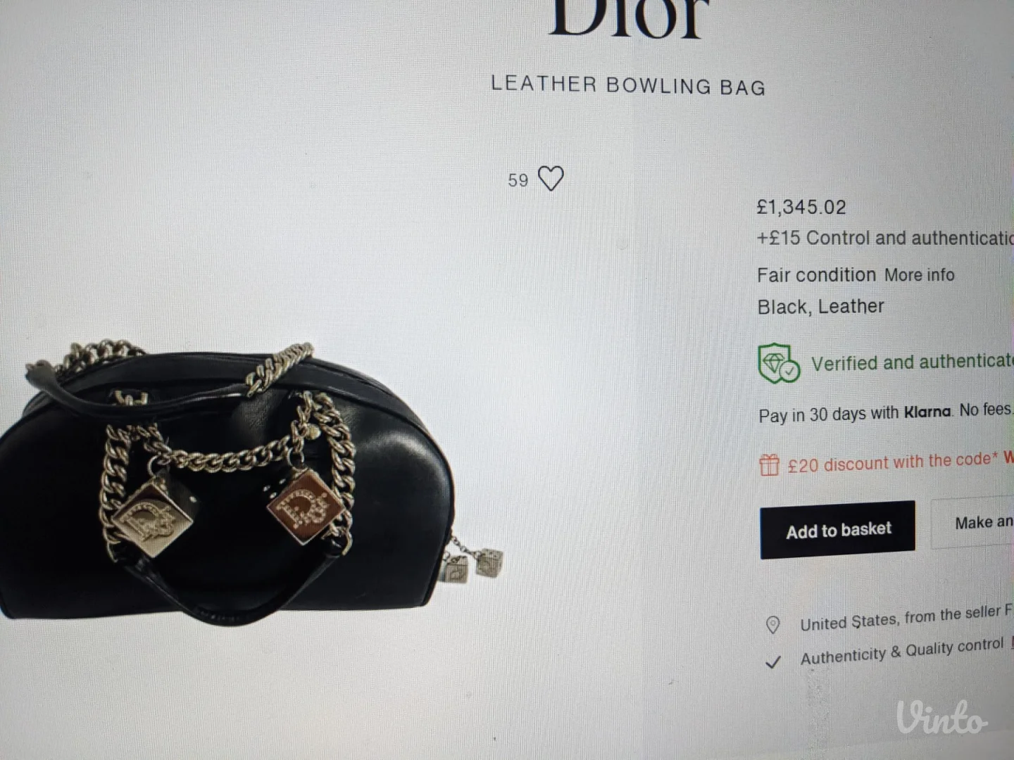 Christian Dior - prirodna koža, velur - model bowling