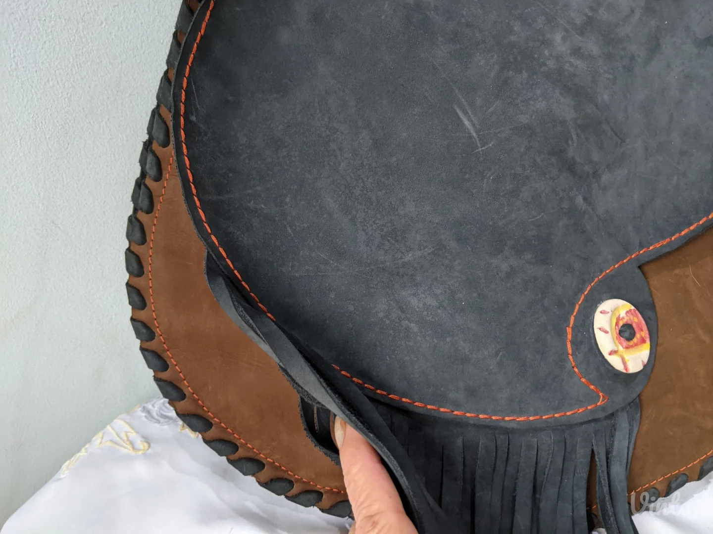 Prirodna koža + velur - Nova - UNIKAT - Velika