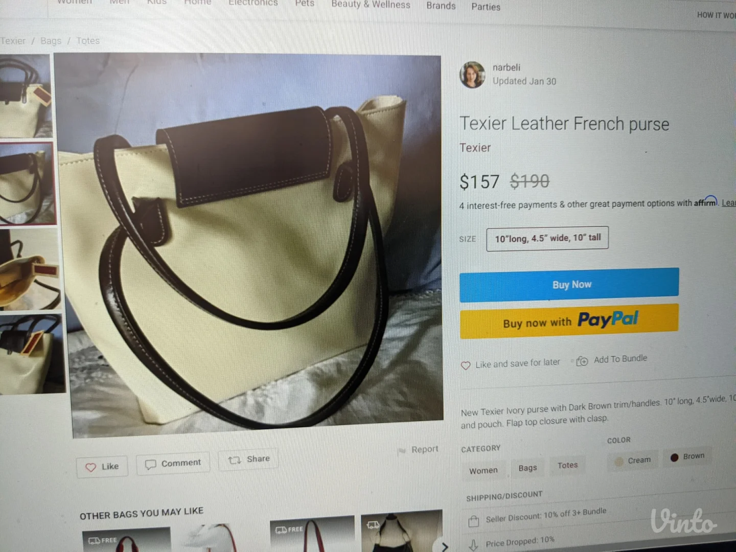 TEXIER - Prirodna koža - Velika - Original